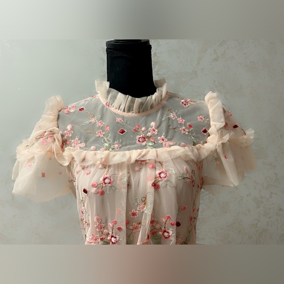 La Pateau Overlays Flower Embroidery Dress - Picture 5 of 9